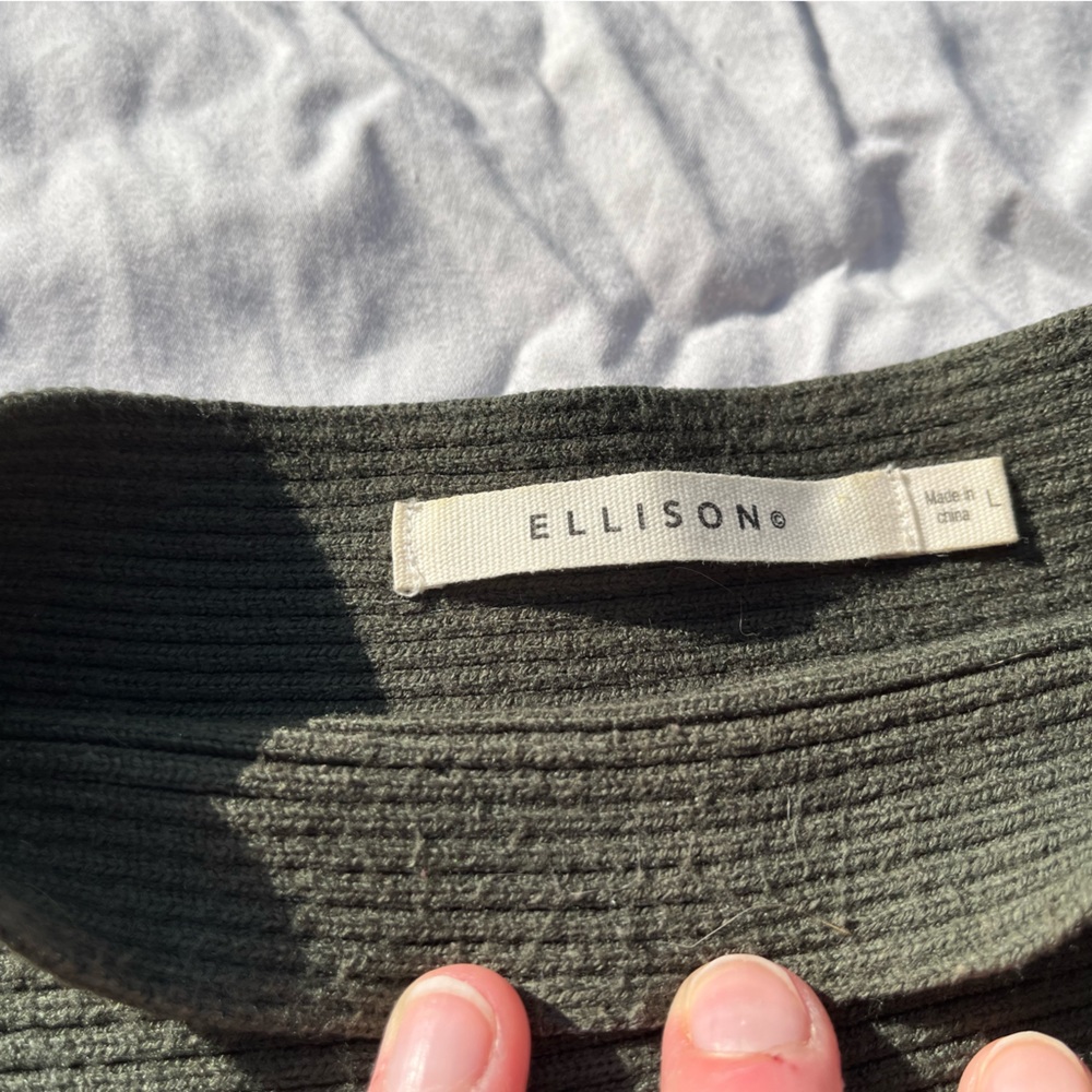 Green Mock-Neck Ribbed Sweater - Picture 2 of 4